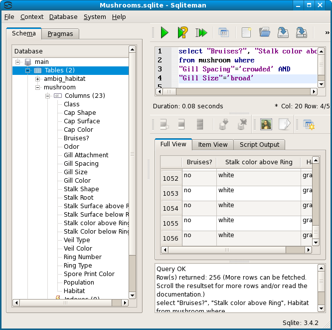 sqliteman msg grasses test 1